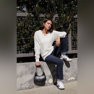 John Galt White Ida Cable Knit Sweater